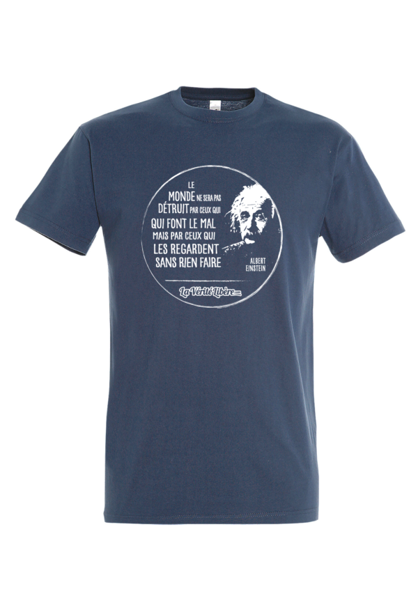 T-shirt homme_Einstein blanc_Bleu Denim