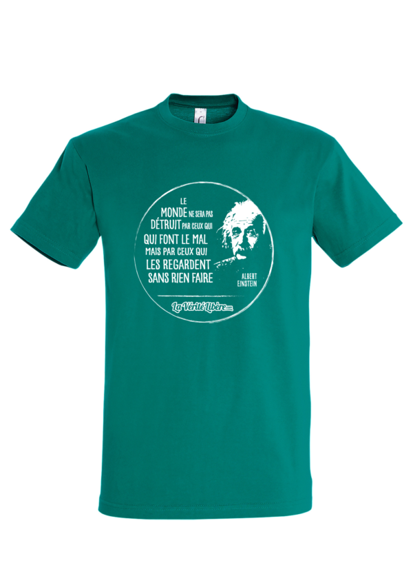 T-shirt homme_Einstein blanc_Vert Emeraude